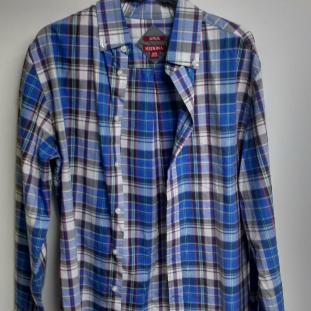 Men's Merona Long-Sleeved Medium Tailored Fit Shirt (21.5" PTP) - Picture 3 of 6